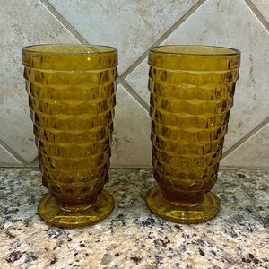 Indiana Glass Whitehall Iced Tea Glasses // Set of 2 // Amber Water Tumblers